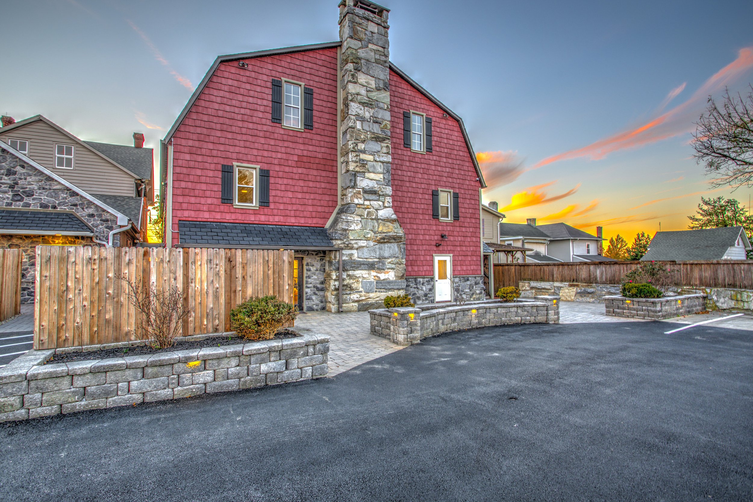 The Barn is the building on the right; the building on the left houses the 4 additional spaces of Legacy Manor