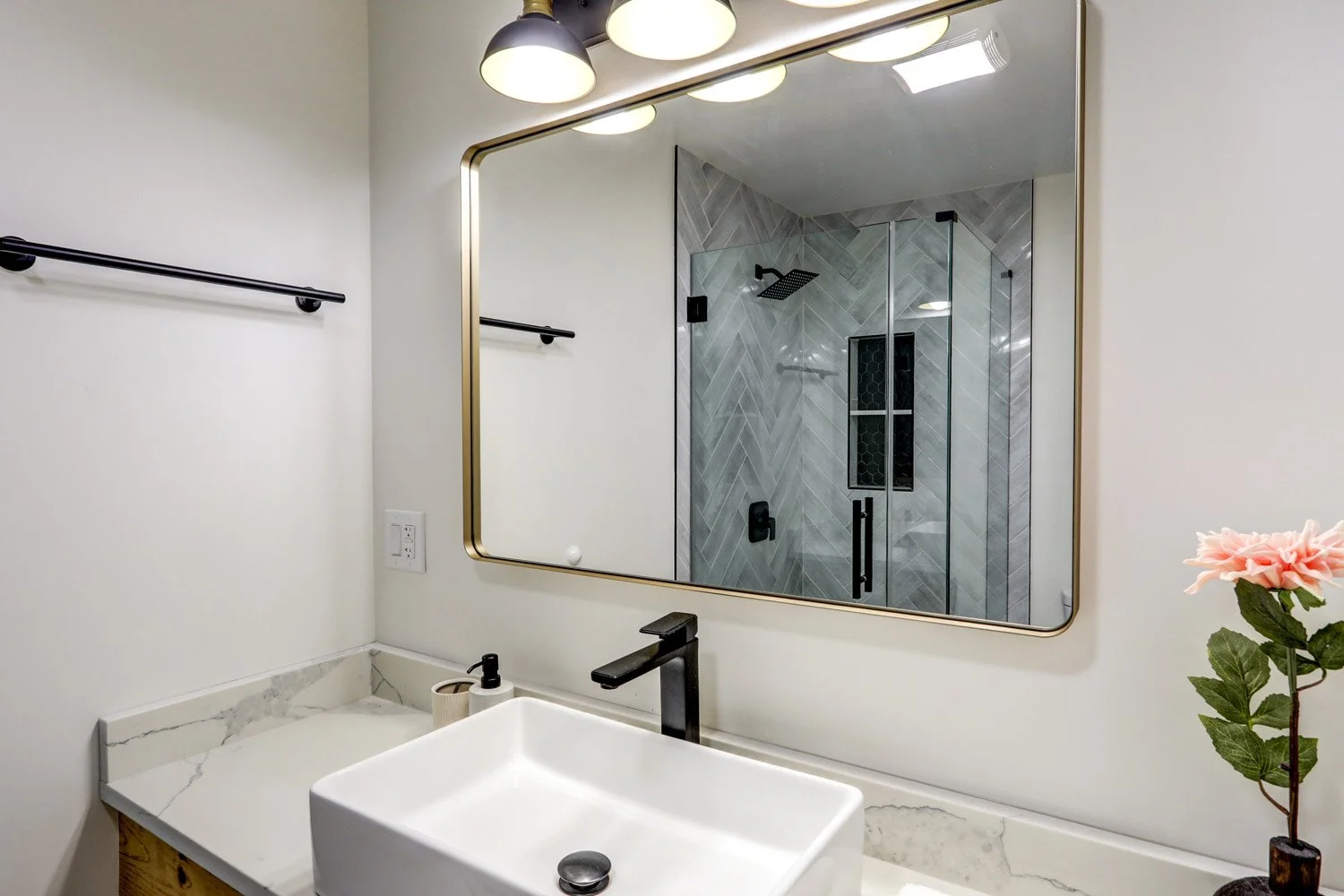 Bathroom 5 with a heated tile floor on the second floor of The Barn 
