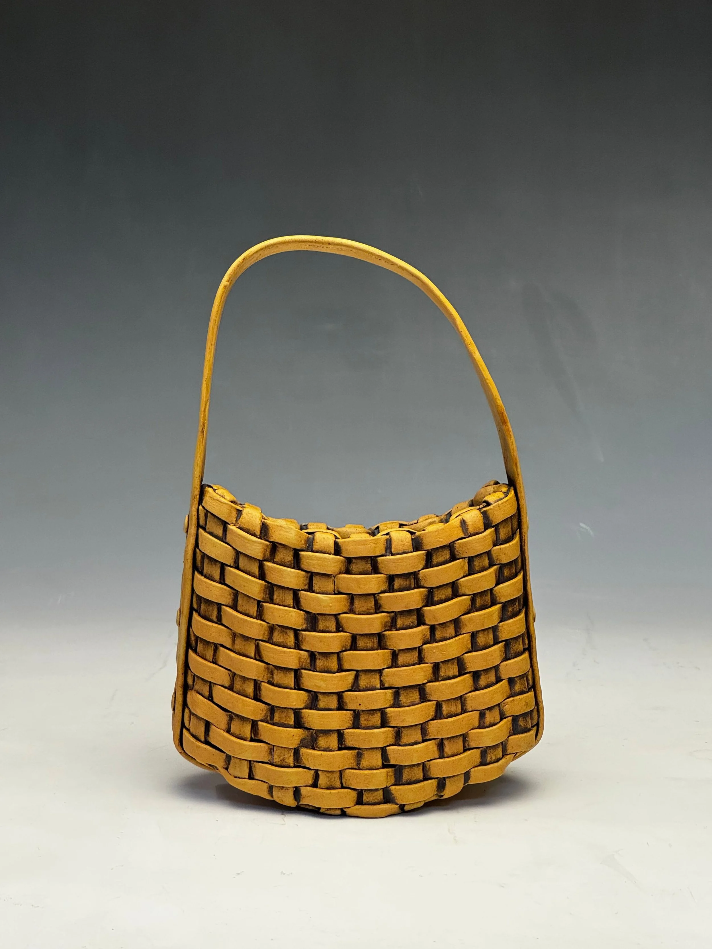 "Woven" Ceramic Bud Vase with "Reed" Handle
