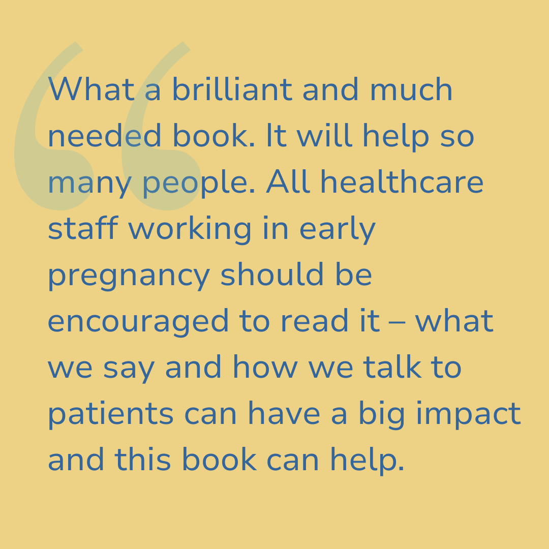 Quote about the importance of a helpful book for healthcare staff and pregnancy communication.