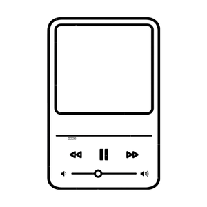 A digital music player with control buttons and a display screen.