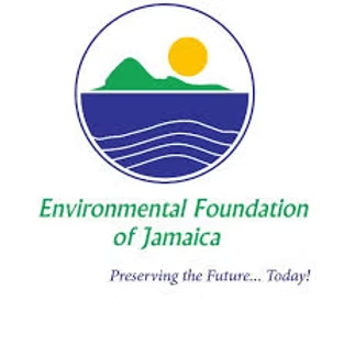 Logo of the Environmental Foundation of Jamaica featuring a sun, green mountains, and blue water with waves, and the tagline 'Preserving the Future... Today!'
