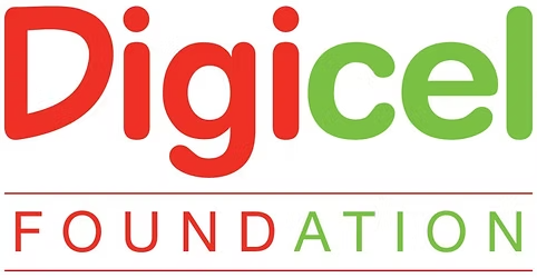 Logo for Digicel Foundation with red and green text.