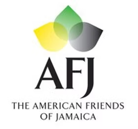 Logo of the American Friends of Jamaica featuring a green, yellow, and black stylized leaf design and the text 'AFJ' with 'The American Friends of Jamaica' written below.