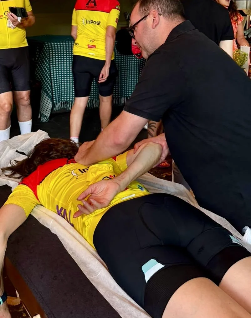 Sports massage shoulder and elbow for tennis players