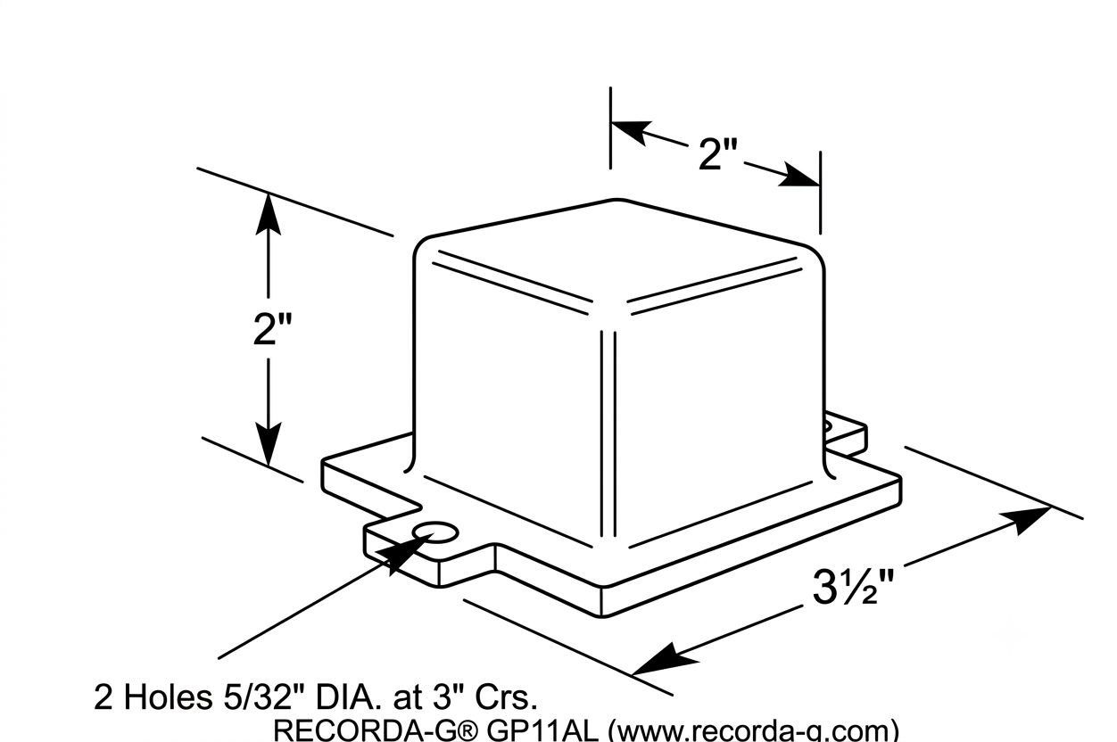 Diagram showing dimensions of the Recorda-G® GP11AL Impact Recorder