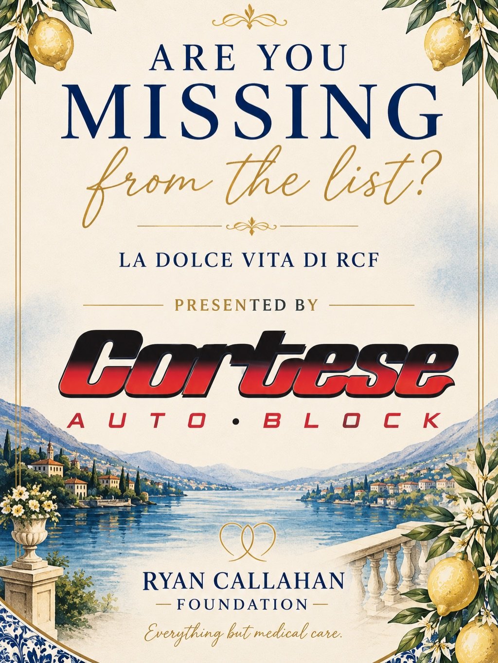 The list is getting pretty incredible&hellip; 🇮🇹🍋

Some amazing names are already joining us for La Dolce Vita di RCF.

But we have to ask&hellip;

Is yours missing? 👀

There are still a few opportunities to put your company alongside this incred
