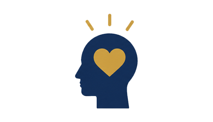 icon depicting side profile of a person with a heart in its head