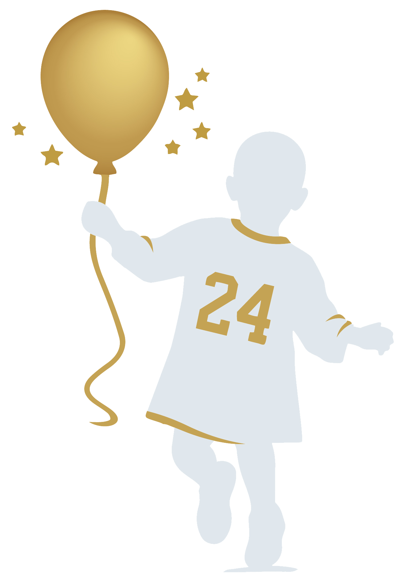 Ryan Callahan Foundation logo icon of a boy in a hockey jersey walking with a balloon and stars