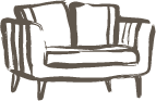 Simple drawing of a sofa with armrests and backrest.