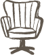 Drawing of a vintage armchair with armrests and a high backrest