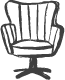Drawing of a vintage armchair with armrests and a high backrest