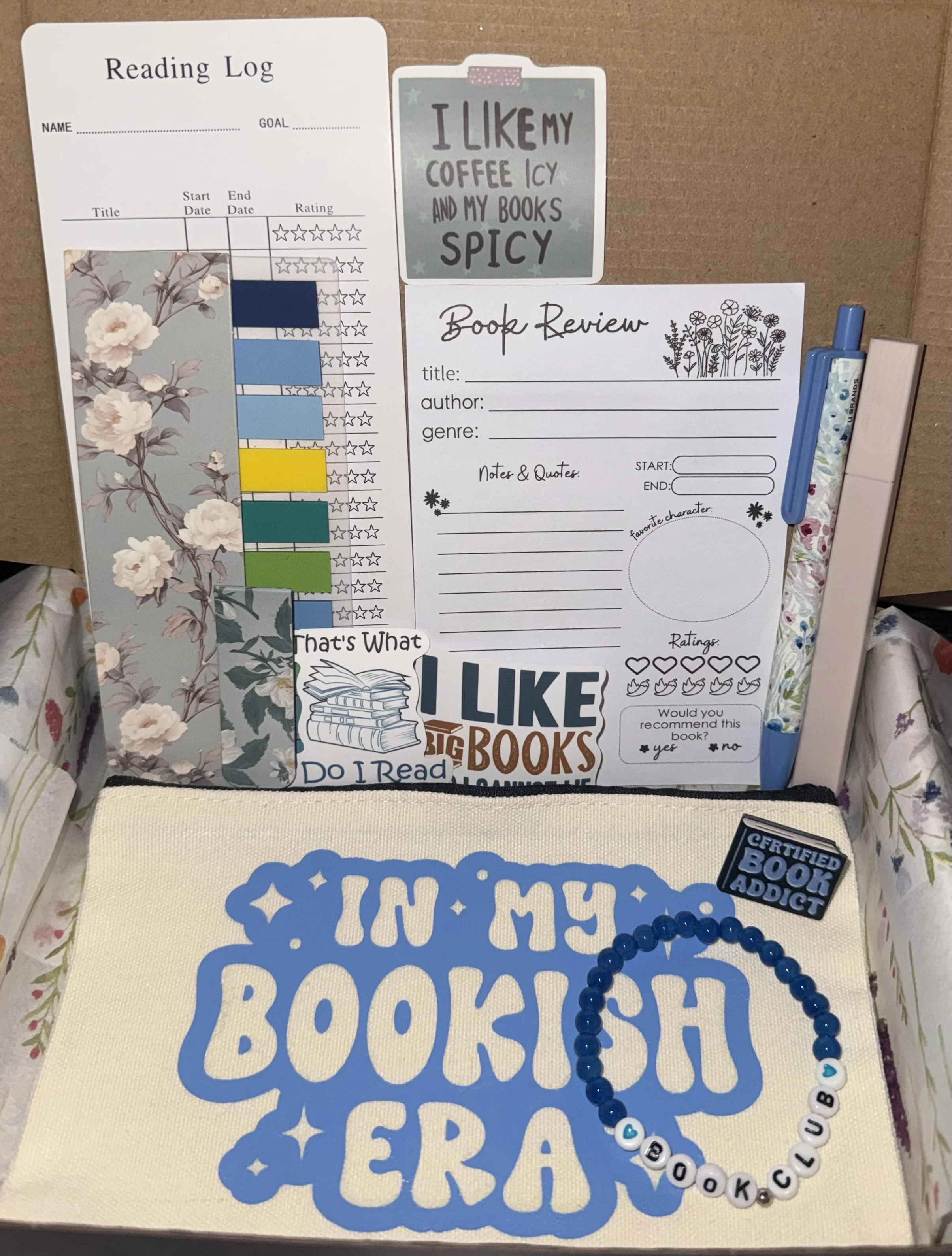 Book Lover Gift Box | Reading Journal, Stickers & Zipper Pouch