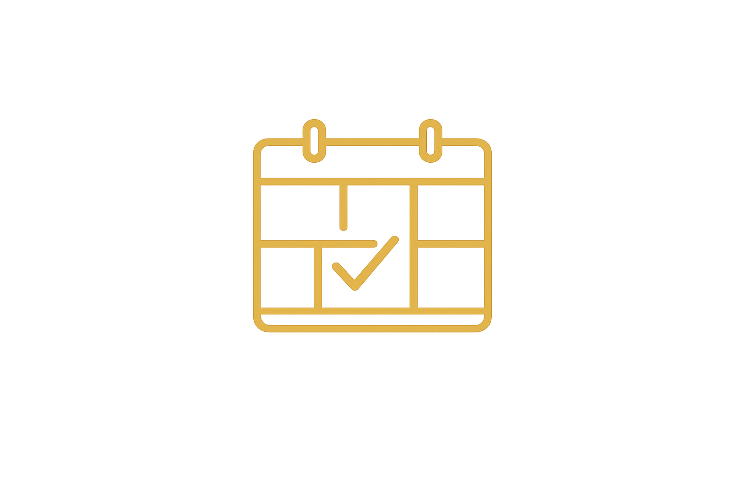 A yellow calendar icon with a checkmark inside, representing scheduling or planning.