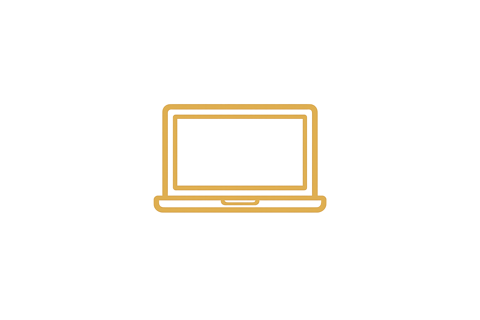 Illustration of a laptop centered on a blue background with yellow walls.