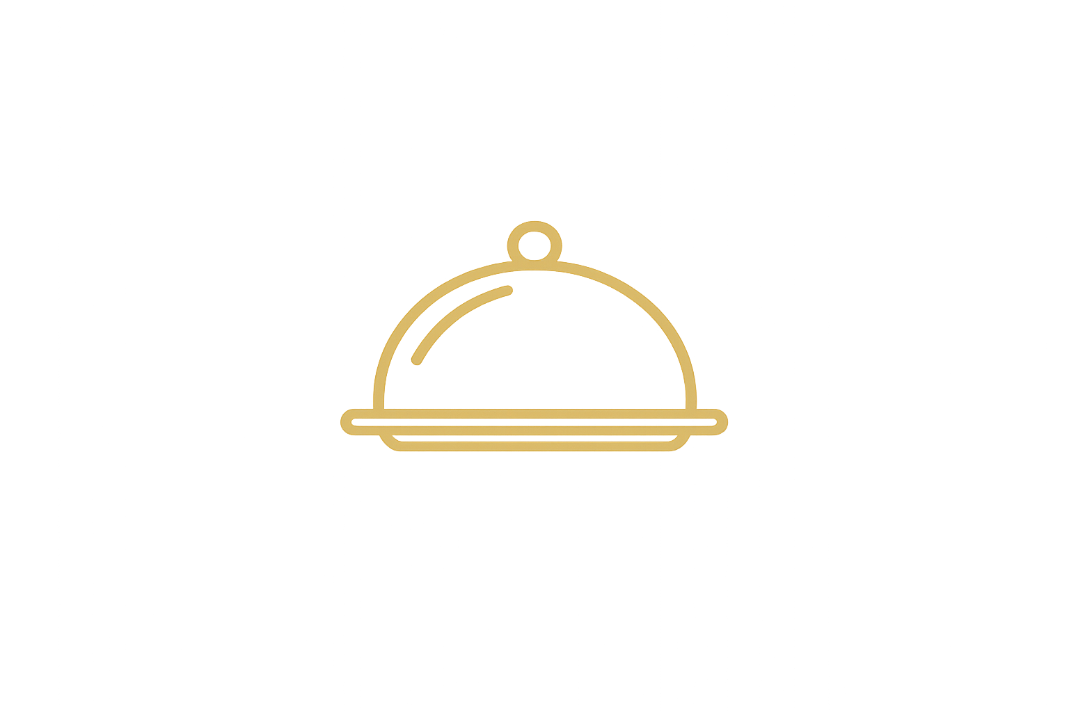 Gold-colored food tray with dome-shaped cover on a black background.