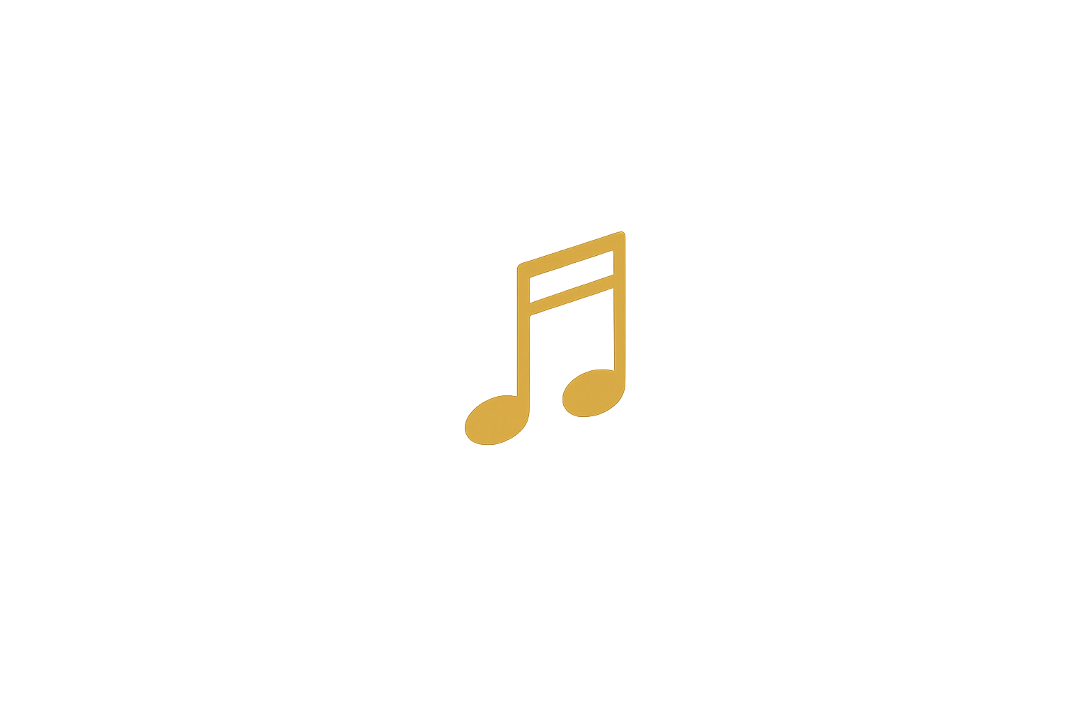 Black background with a gold musical note icon in the center.