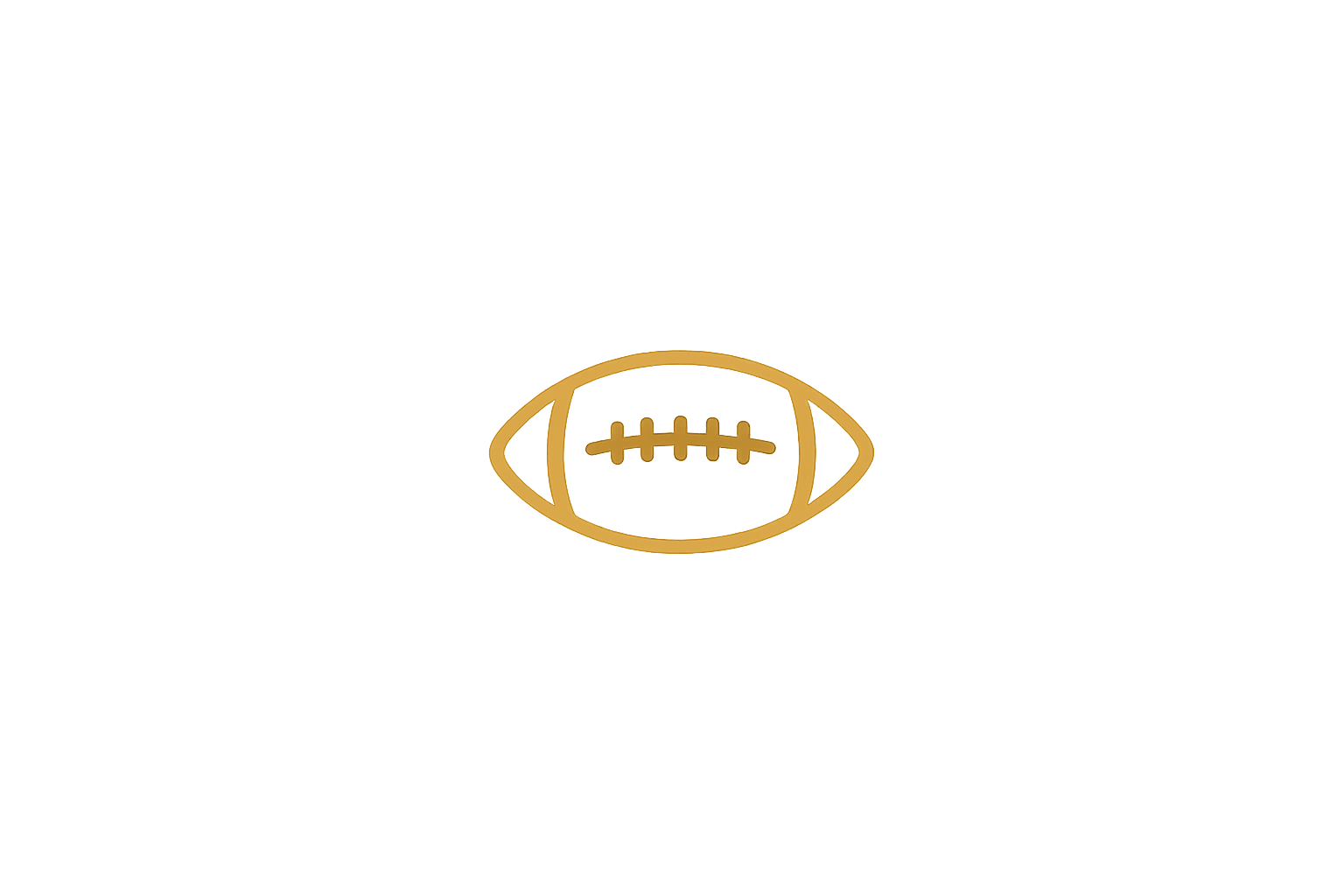A gradient background transitioning from dark at the top to yellow at the bottom with a faint outline of an American football in the center.