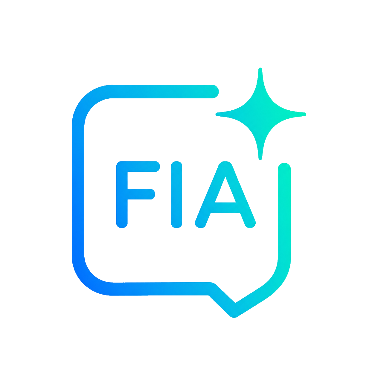 FIA logo with a speech bubble outline and a star-shaped sparkle.