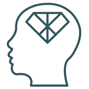 People pleasing and overresponsibility - Outline of a person's head with a diamond shape inside the brain area, symbolizing being perfect for others