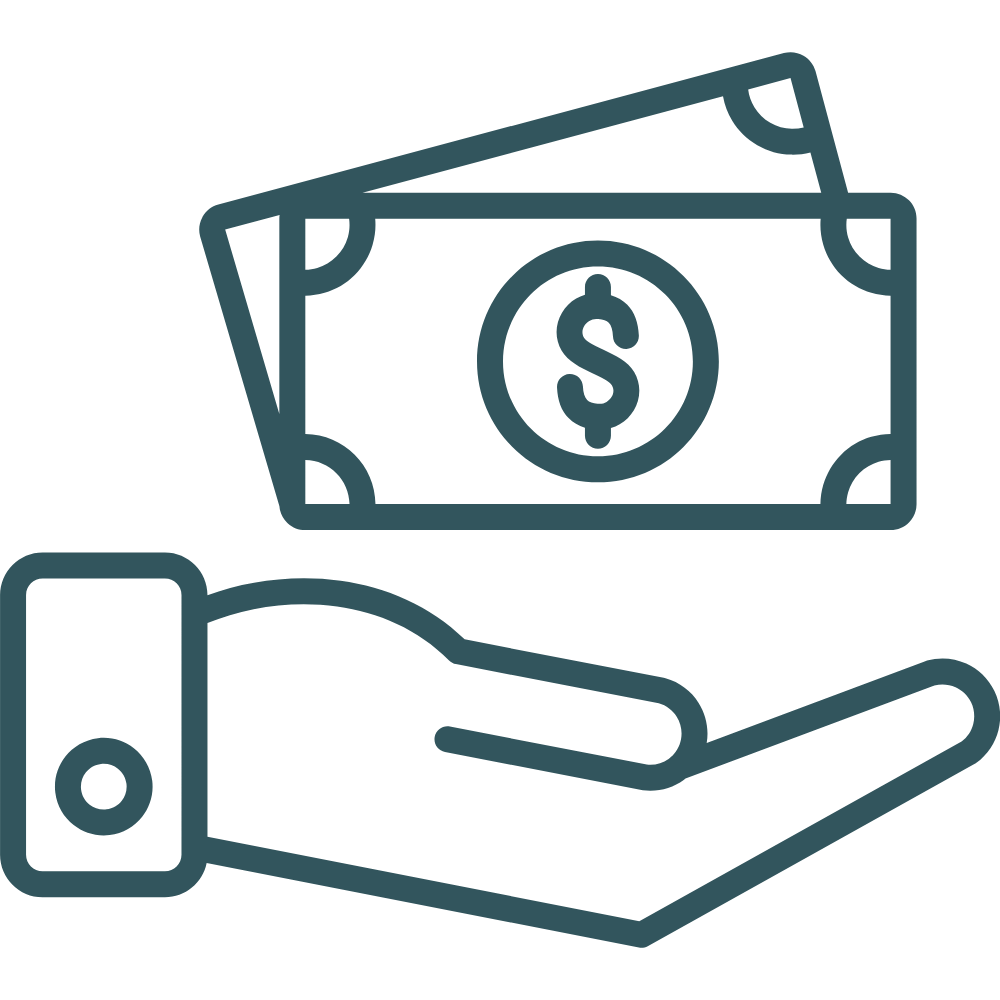Therapy for Founders - an icon drawing of a hand holding money representing a more honest relationship with money, risk, wealth, and enoughness