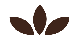Stylized graphic of three brown leaves arranged in a fan-like pattern.