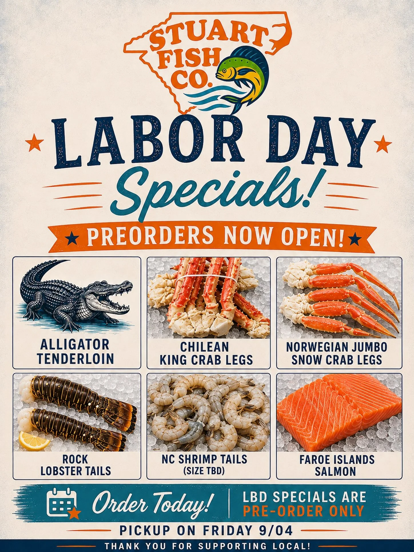 WHAT&rsquo;S GOIN&rsquo; ON with your Labor Day plans? Let us help you decide! Labor Day specials are now open for pre-order at the link in our bio! These items / special pricing are pre-order only and for pickup Friday, 9/04.

https://form.jotform.c