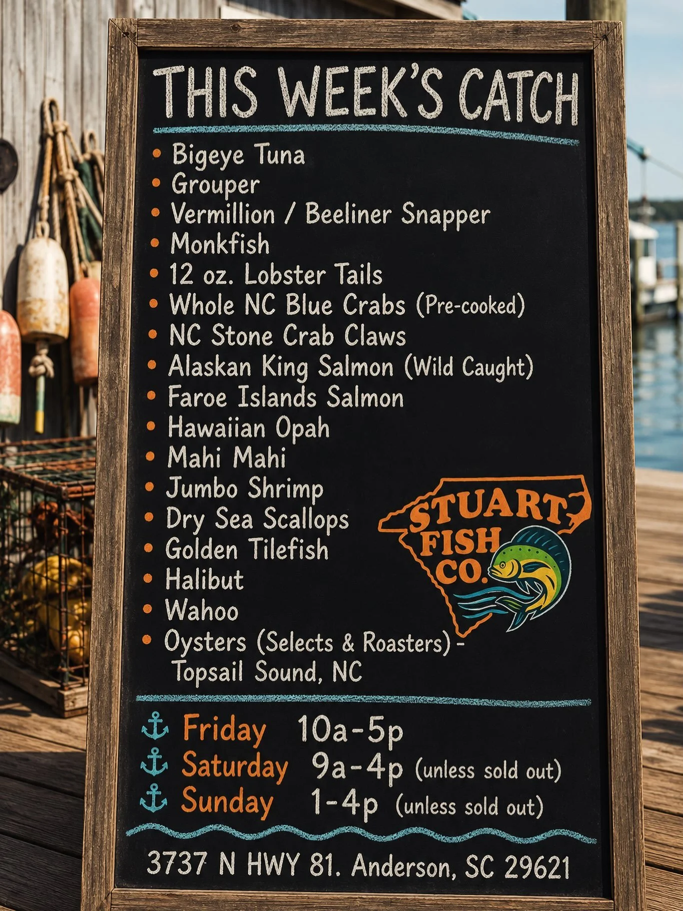 THIS WEEK&rsquo;S CATCH! We&rsquo;re back with a huge selection this weekend for Labor Day! Stay tuned for special promos / discounts throughout the weekend! Here are our hours for this weekend:
Friday 10-5
Saturday 9-4 (unless sold out)
Sunday 1-4 (