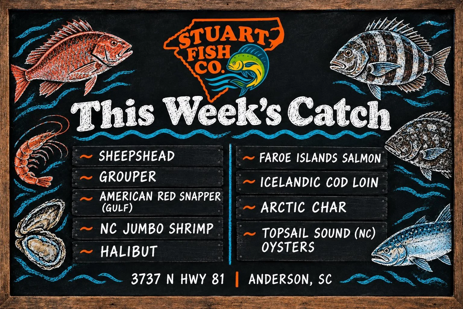THIS WEEK&rsquo;S CATCH! Opening early Friday due to weather expected this weekend. Hours below:

Friday 9-4
Saturday 9-4 (weather dependent / or until sold out)

Come see us Friday!