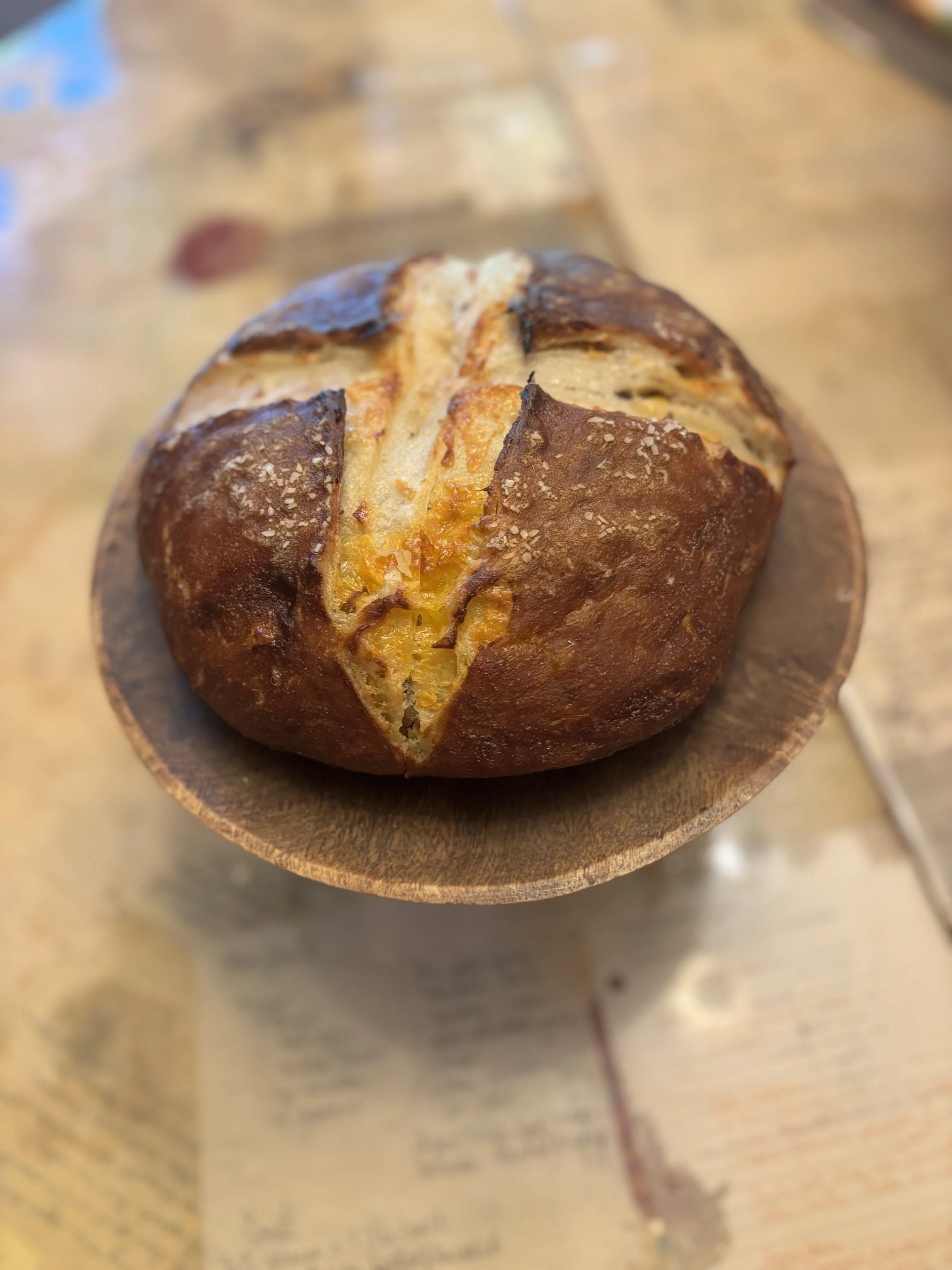 Cheddar Pretzel Sourdough Loaf