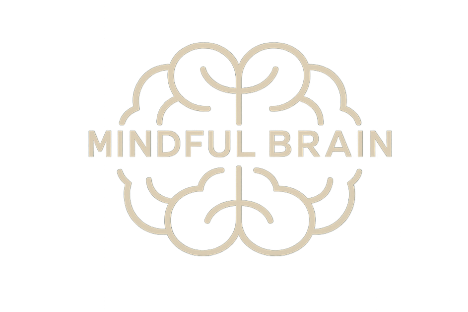 Logo of a brain outline with the words 'Mindful Brain' inside, symbolizing mindfulness and mental health.