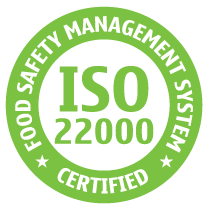 Green circular ISO 22000 Food Safety Management System certification badge