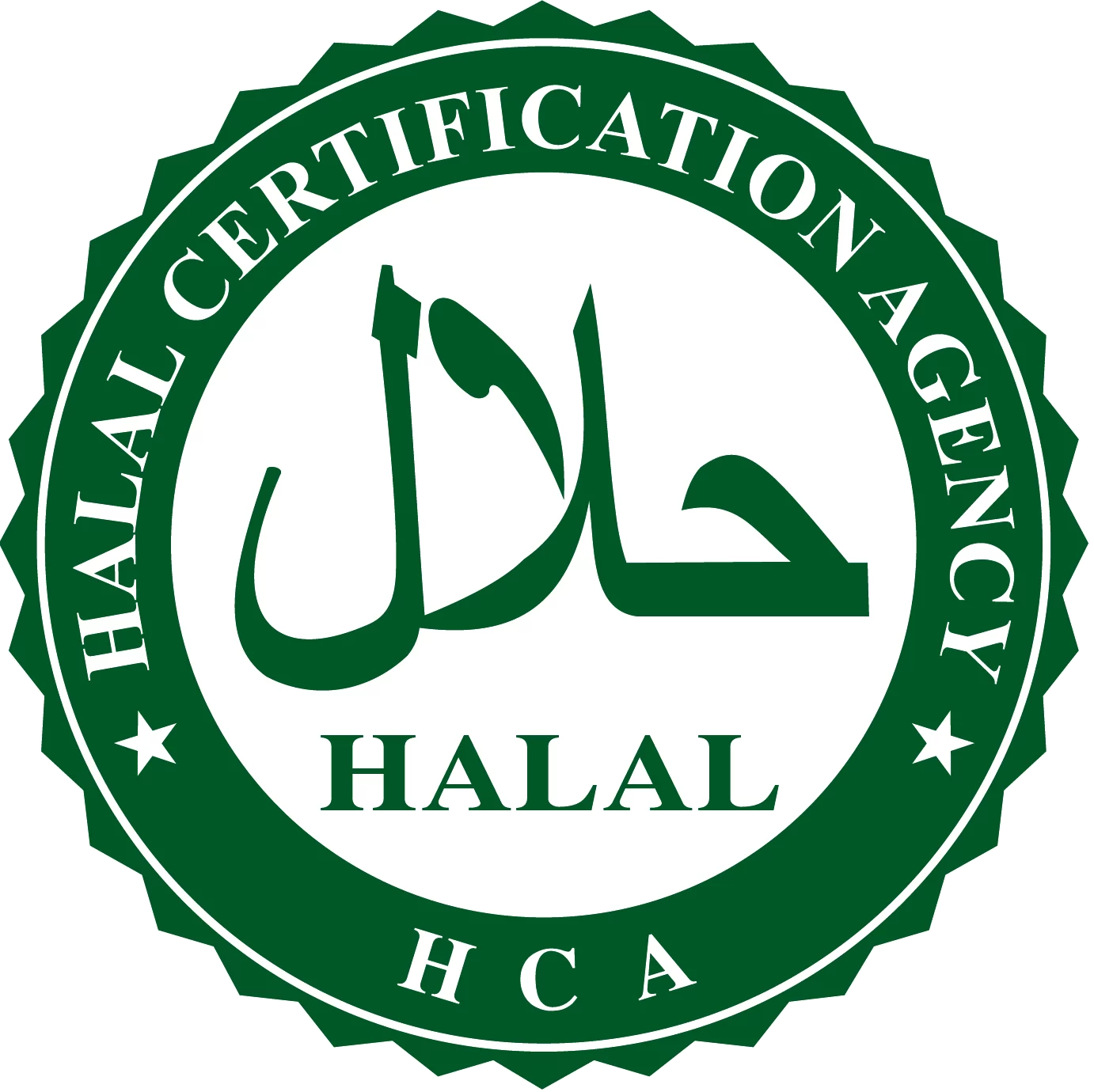 Certification seal for halal food issued by the Halal Certification Agency of the Higher Committee of the Halal Accreditation