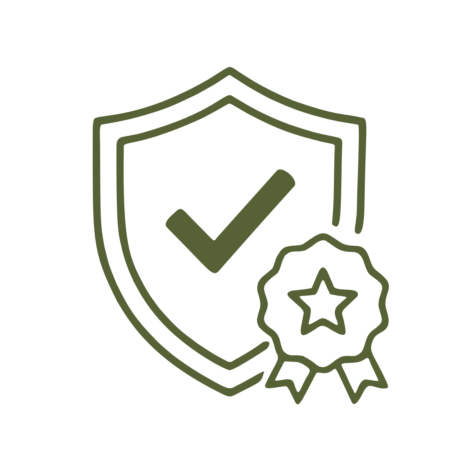 Illustration of a shield with a checkmark and a ribbon with a star, indicating world-class quality and international certifications.