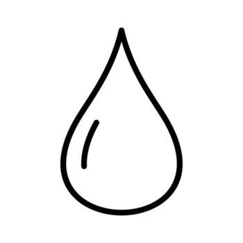 A simple black outline of a water droplet or teardrop shape on a white background.