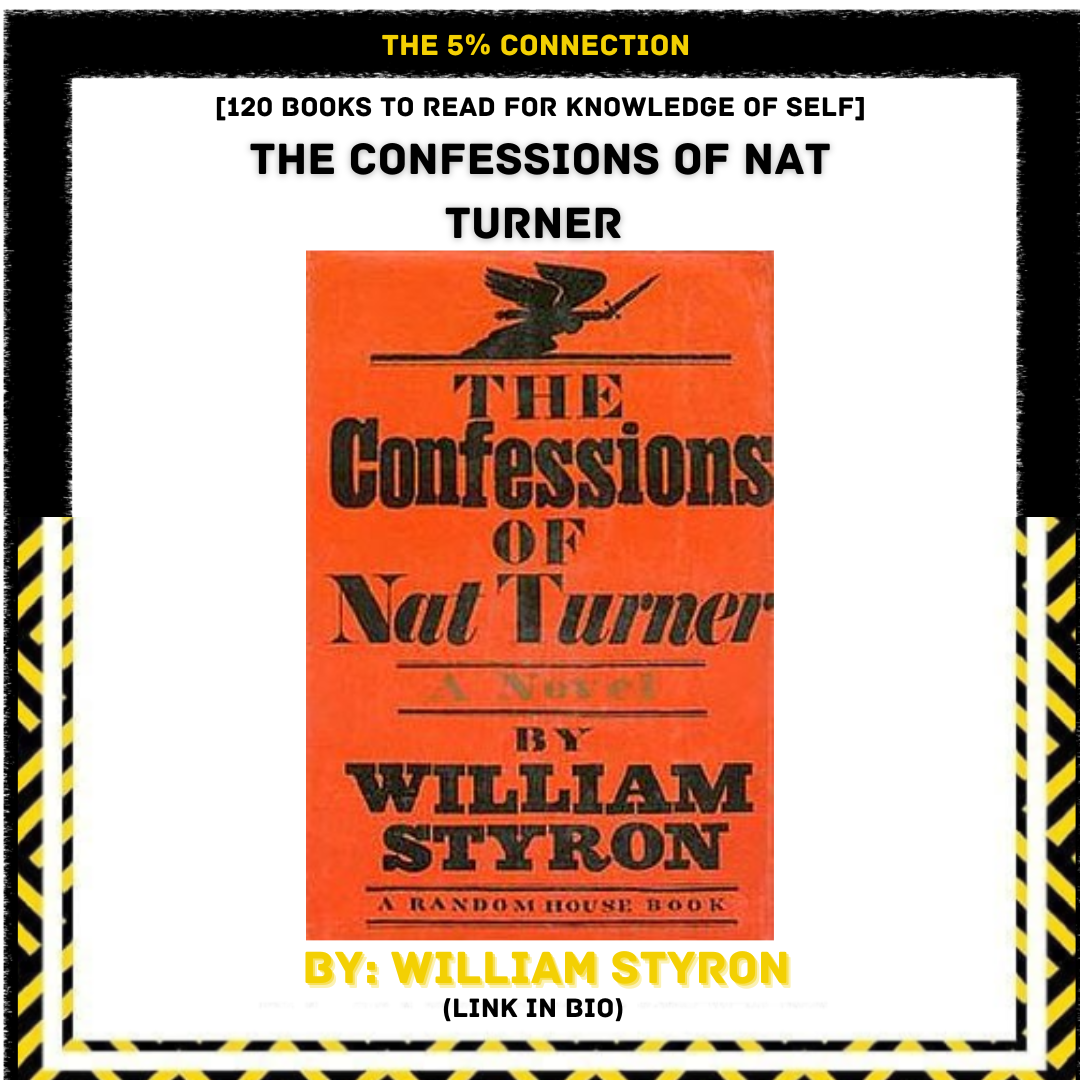 Book cover titled 'The Confessions of Nat Turner' by William Styron, with a red background and a black silhouette of a winged figure holding a sword.