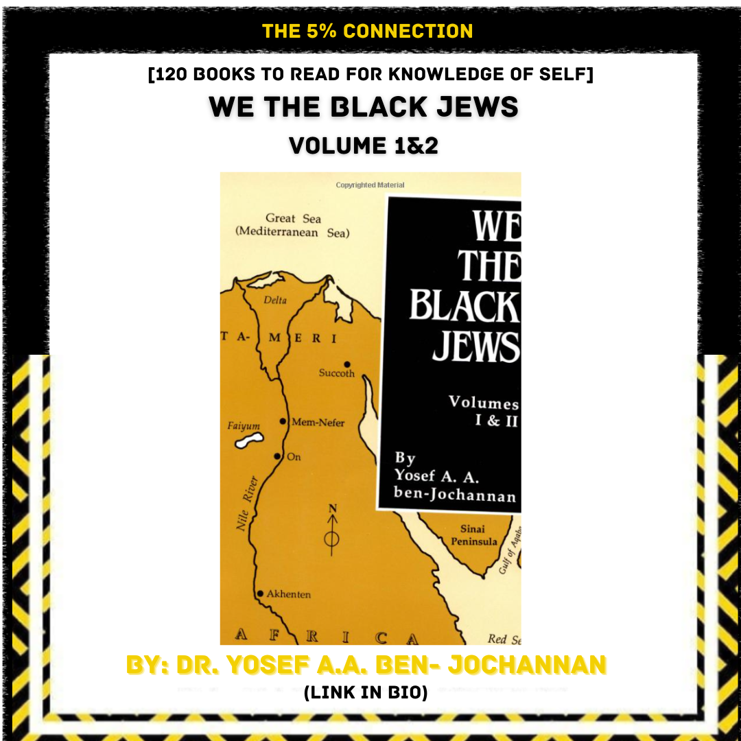 Cover of a book titled 'We the Black Jews' by Yosef A. A. ben-Jochannan, featuring a map of Egypt and surrounding areas with key locations marked, and text indicating it is volume 1 and 2 of a series for knowledge and self-awareness.