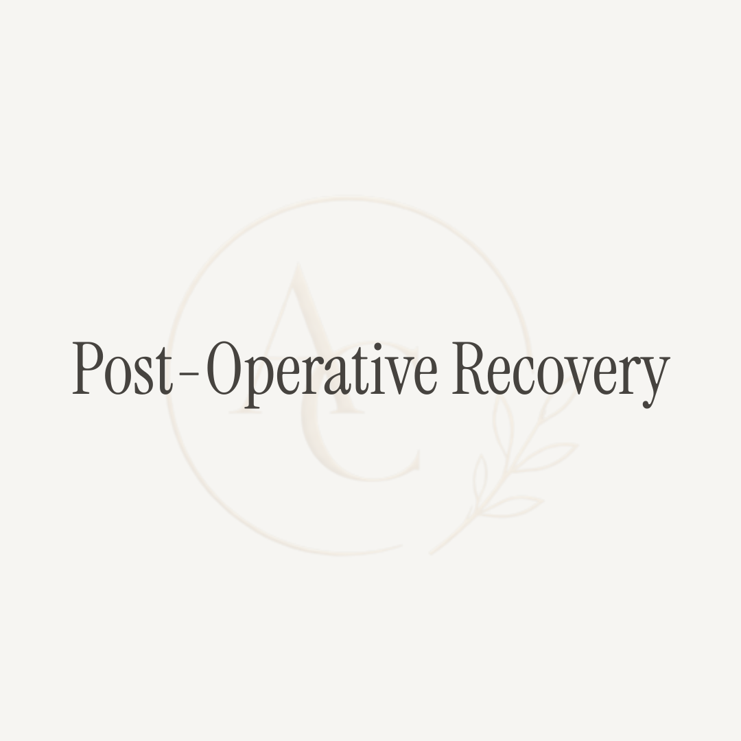 Slide with the text 'Post-Operative Recovery' and a subtle background design involving a leafy branch.