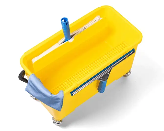 Window bucket with wheels & trays - Yellow