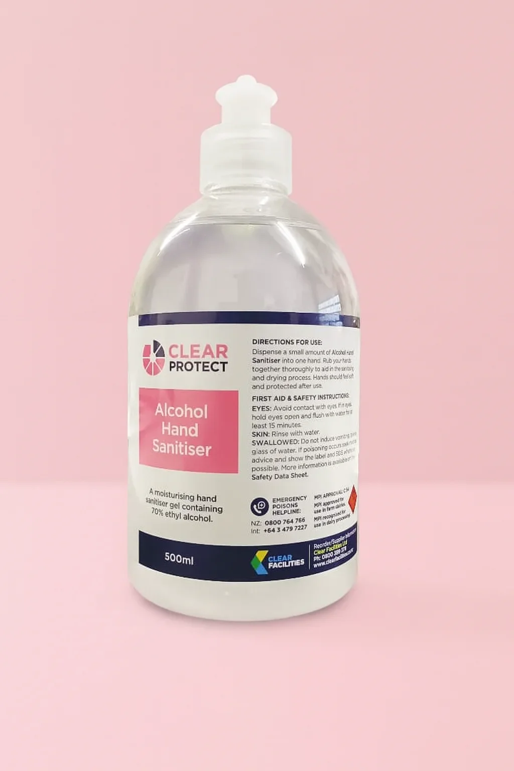 Clear Protect Alcohol Hand Sanitiser Gel 500ml