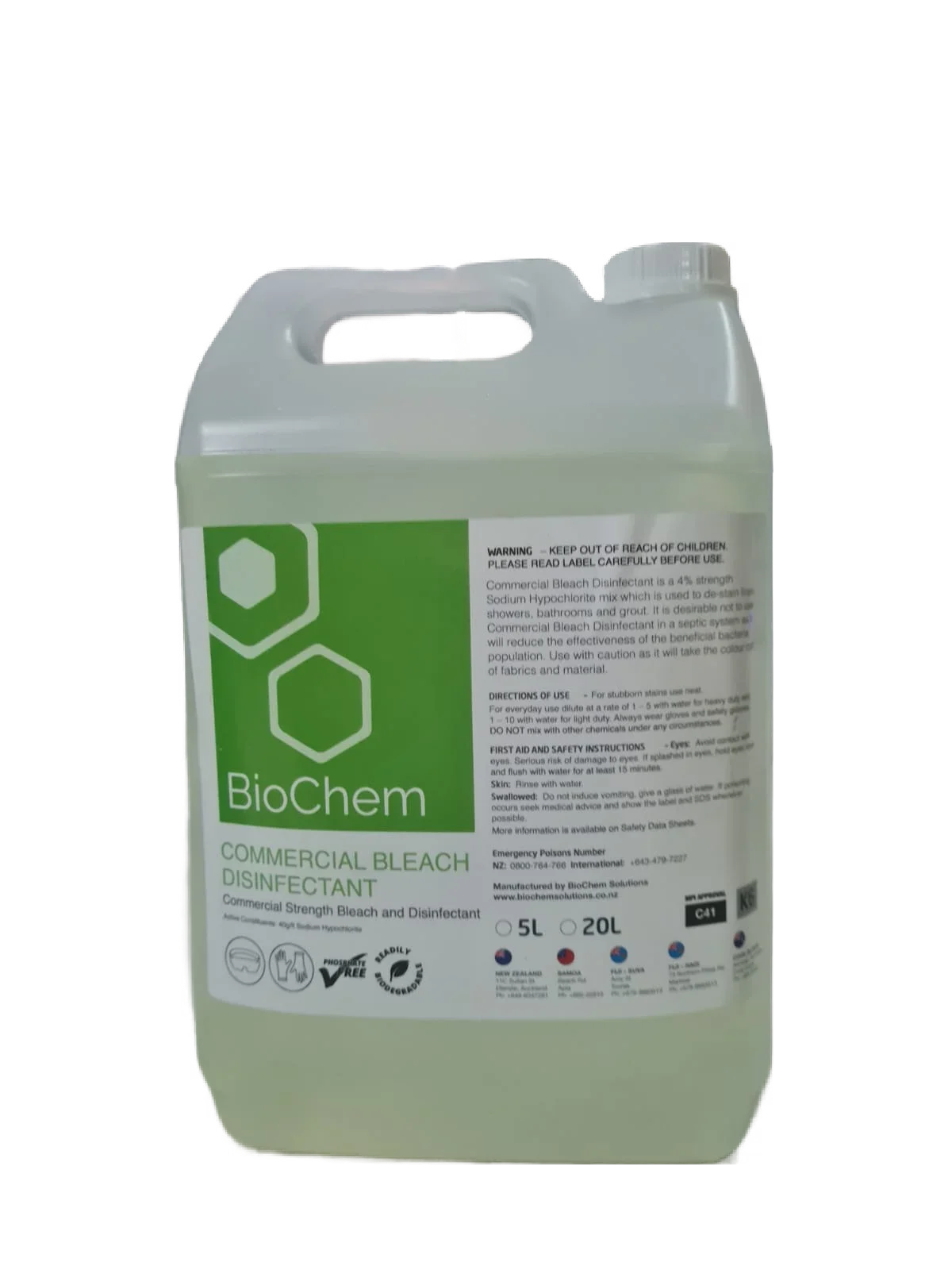 BC Commercial Bleach Disinfectant 5L x 4