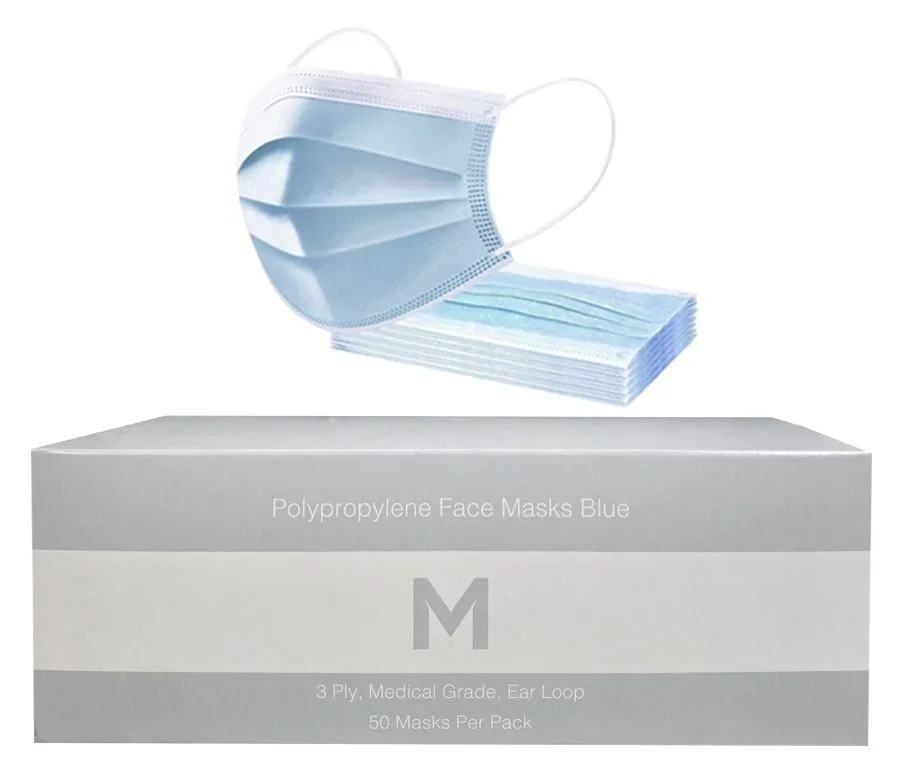 Polypropylene Medical Face Masks Blue, 3 Ply, Ear Loop Design