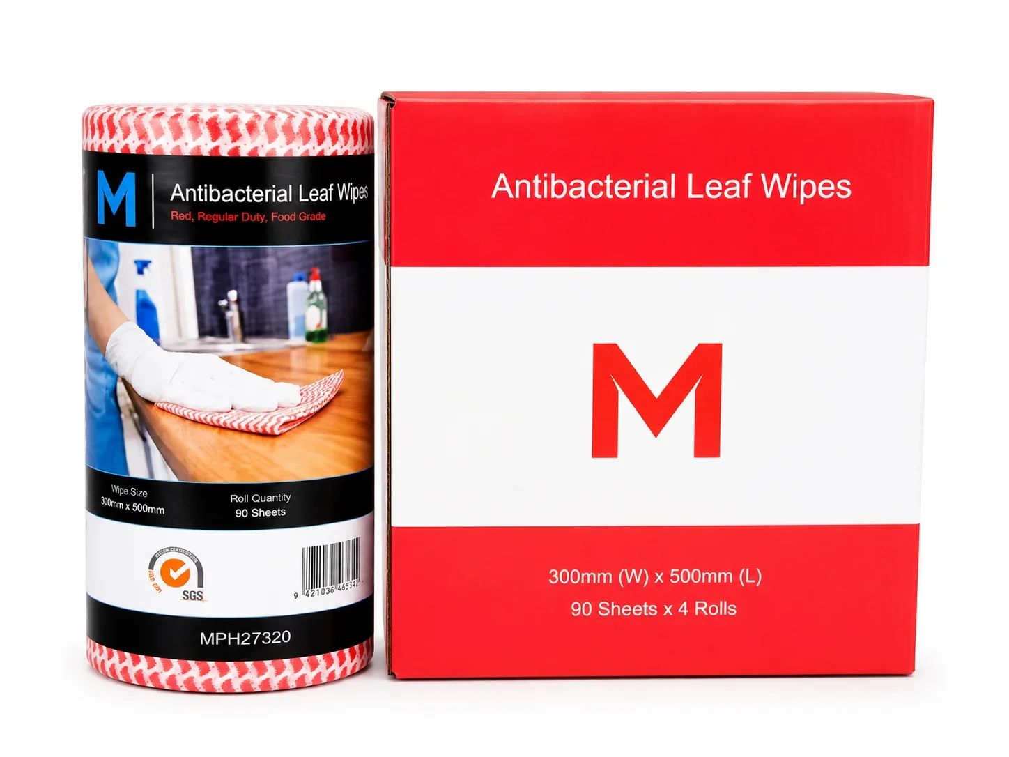 Matthews Antibacterial Leaf Wipes 90's - Red CTN