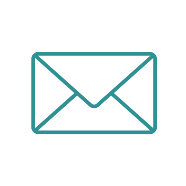 Outline of an envelope with a downward-pointing flap, representing an email or message icon.