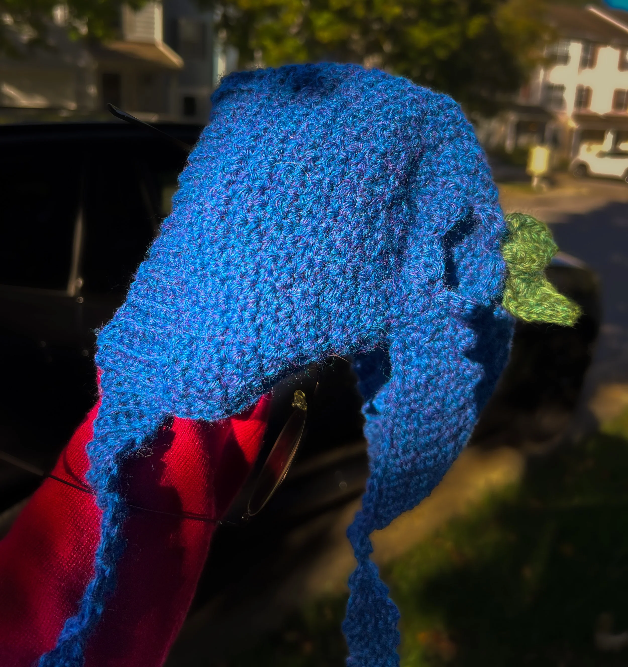 crocheted blueberry bonnet