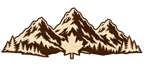 Canadian Rocky Mountains Illustration with Maple Leaf