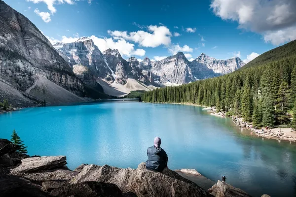 Moraine lake in the Rocky Mountains near Calgary
