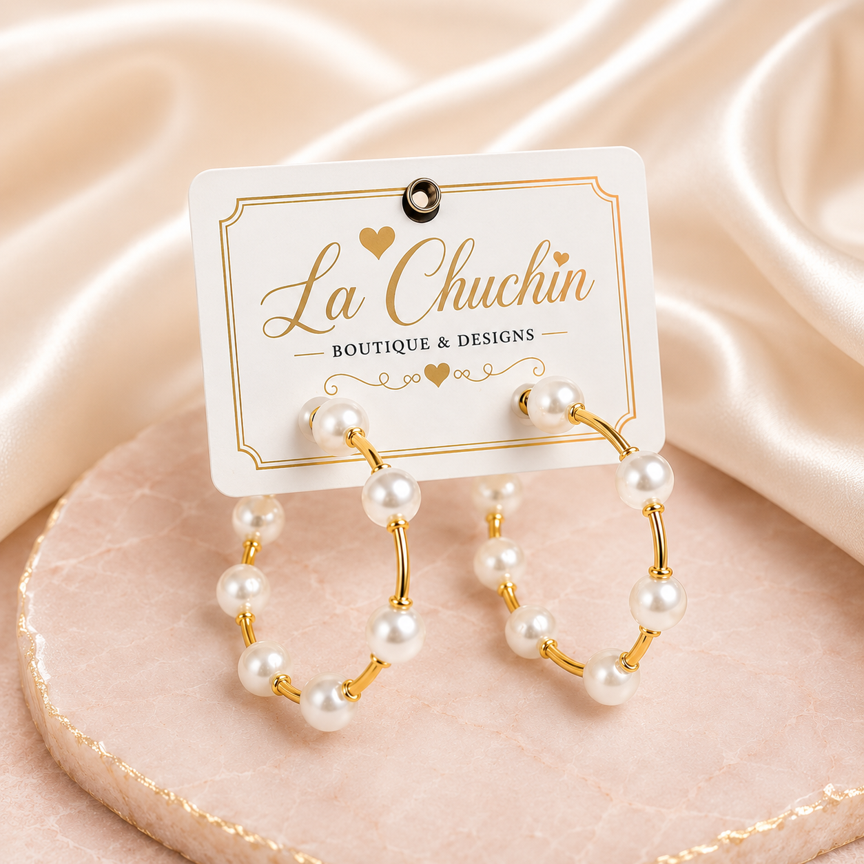 Gold and Pearl Hoops