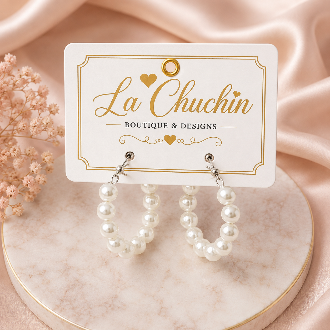 Gold or Silver Pearl Hoops