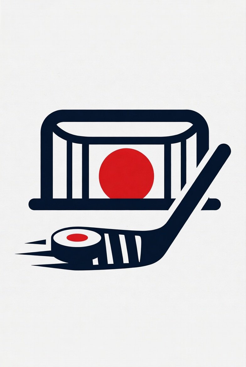 Abstract graphic of a tennis racket and a ball with a red circle background.